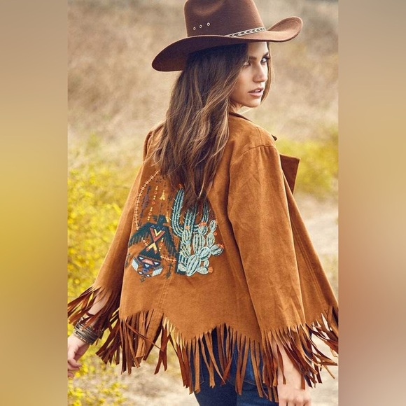 Andree By Unit Suede Fringed Jacket - Picture 1 of 12